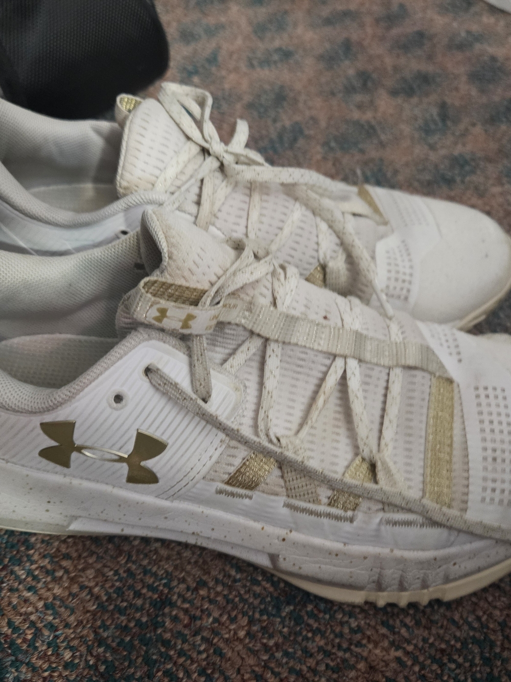 Under Armour White and Gold Performance Trainers